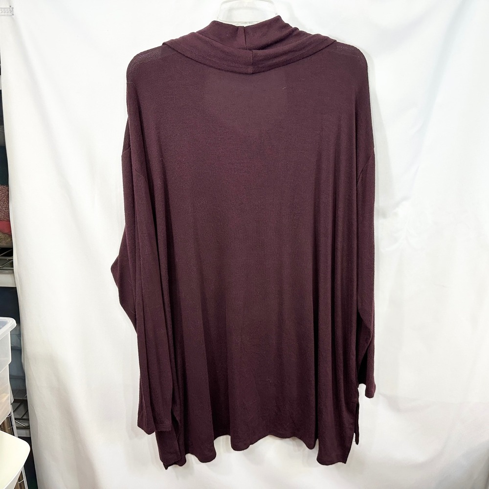 Lane Bryant Plus Size 22/24 Top Cowl Neck Tunic Maroon Long Sleeve Solid 681 - Picture 2 of 9